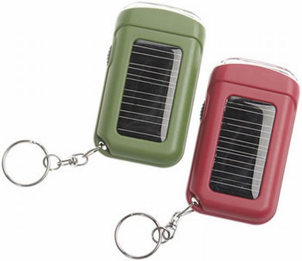 2-LED Solar Powered Flashlight Keyring
