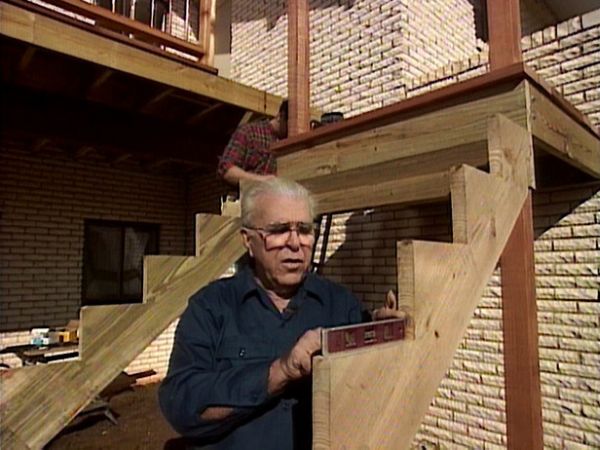 Attach the Stringers to the Deck and Footer Attach the Stringers to the Deck and Footer