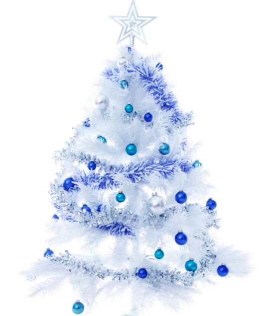 blue and white christmas tree