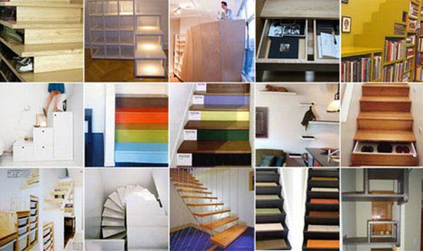 Combined staircase storage designs