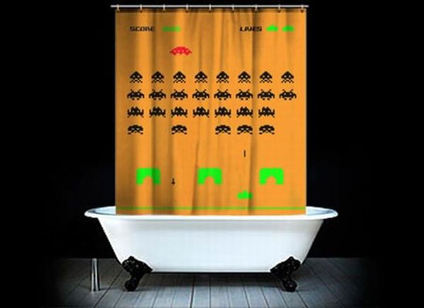 Geeky Space Invader Shower Curtain