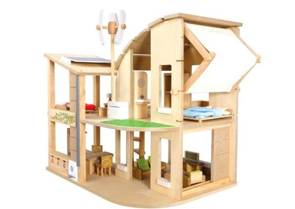 Green Dollhouse with Furniture