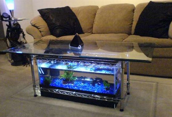 Most elegant coffee tables with built-in aquarium