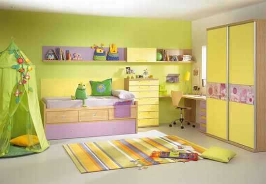 kids room decor yellow green 1