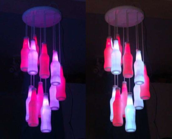 led bottle chandelier
