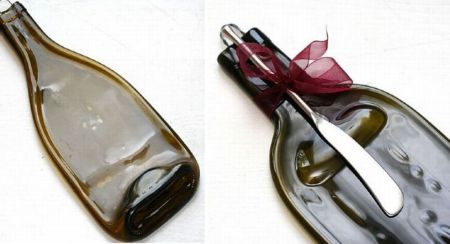 recycled wine bottle serving tray