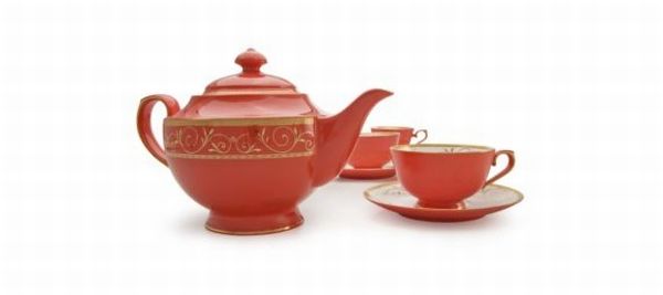 Ruby Filigree Bone China Tea Set