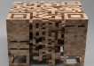 QR Code Sculpture Made Of Blocks Of Wood